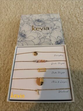 Kevia Gold Layered Bracelet Set with Pink Bead Accents
